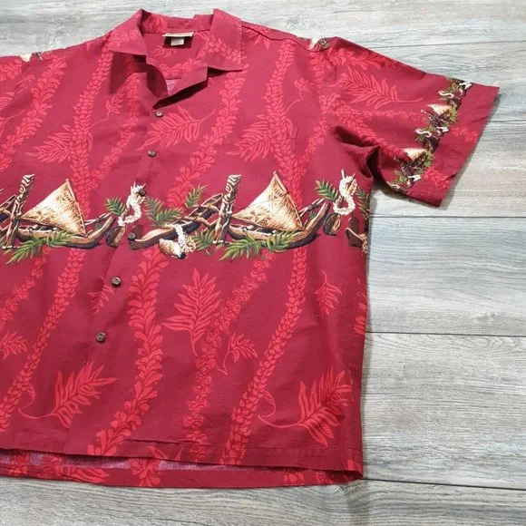 Winnie Fashion Mens 3XL Short Sleeve Shirt Hawaiian Vacation Party Shirt Canoe - Picture 3 of 8